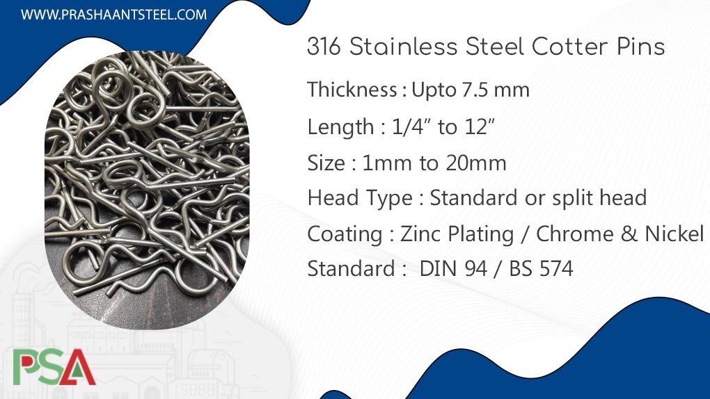 316 Stainless Steel Cotter Pins 316 Stainless Steel Cotter Pins