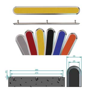 Stainless Steel Tactile Directional Strip With Carborundum Insert On Top
