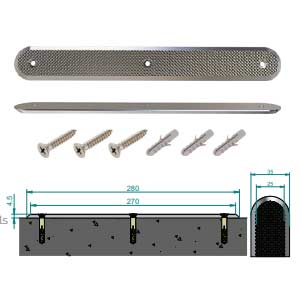 Stainless Steel Tactile Directional Strip With Diamond Pattern On Top - Machine Finish With Screw Fix For Carpets