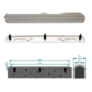 Stainless Steel Tactile Directional Strip With Linear Pattern On Top - Casting Finish With Poly Sleeve