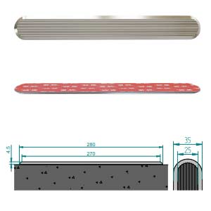 Stainless Steel Tactile Directional Strip With Linear Pattern On Top -machine Finish Self Adhesive