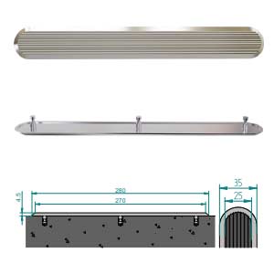 Stainless Steel Tactile Directional Strip With Linear Pattern On Top - Machine Finish With Hollow Bac