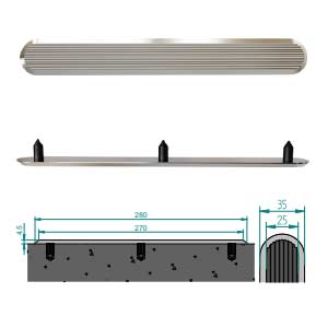 Stainless Steel Tactile Directional Strip With Linear Pattern On Top - Machine Finish With Poly Sleeve
