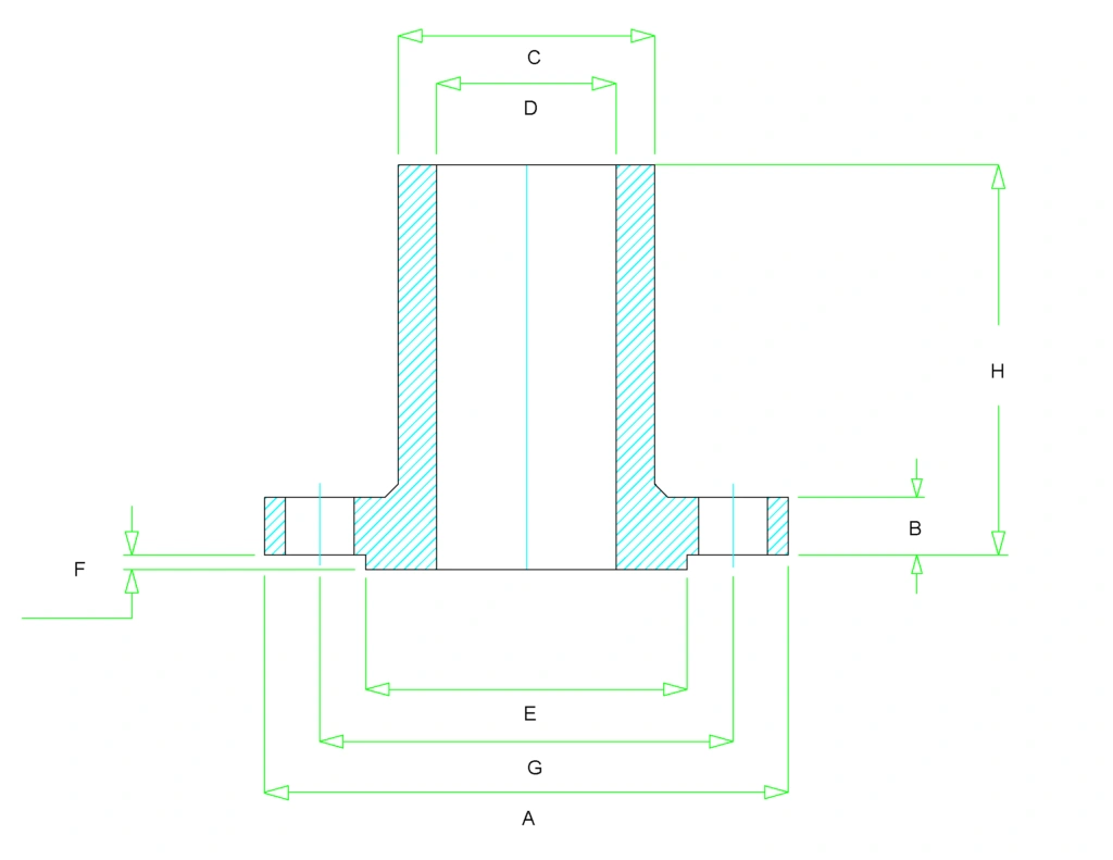 long weld neck flange dimensions